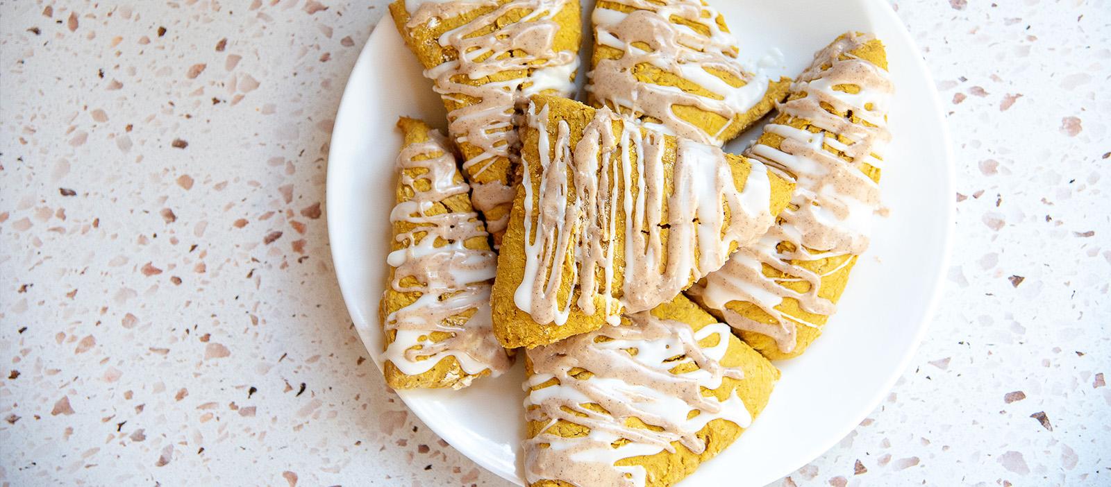 Pumpkin Scones with Spiced Glaze